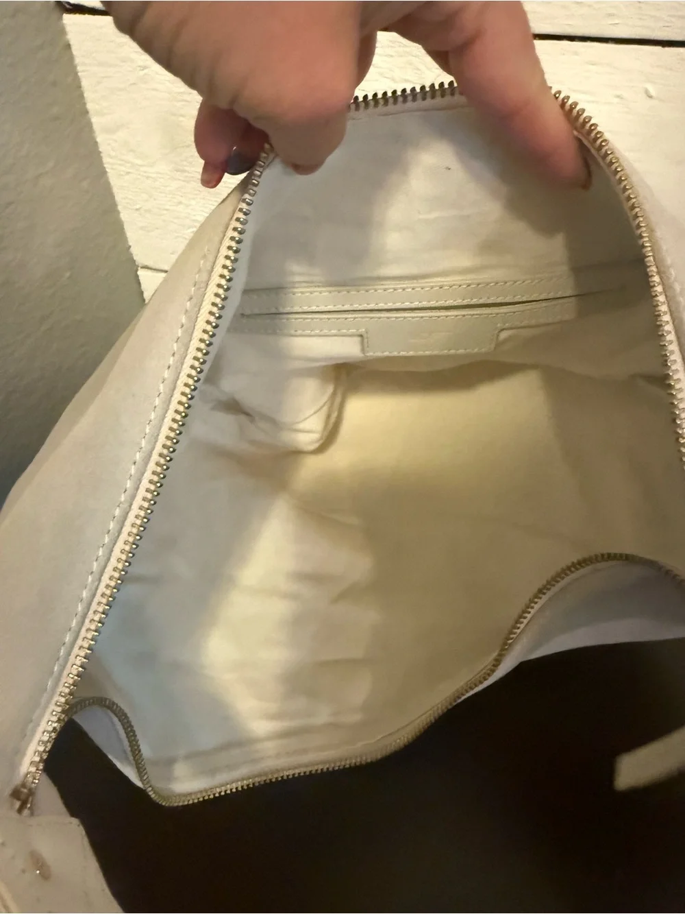 ✨ LOFT Cream Faux Suede Crescent Hobo Shoulder Bag | Minimalist Slouchy Purse